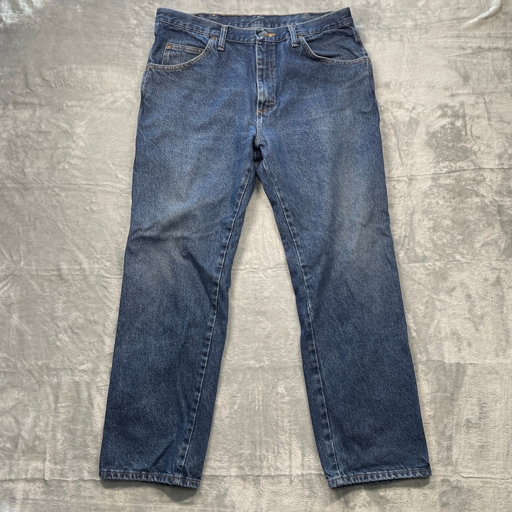 Wrangler Regular Fit Mens Jeans Blue Denim 36 x 30 Waist 36 Inseam 30 In